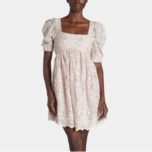 En Saison Womens Kiera Eyelet Floral Embroidered Midi Dress Preppy Boho Cottage - Picture 1 of 5